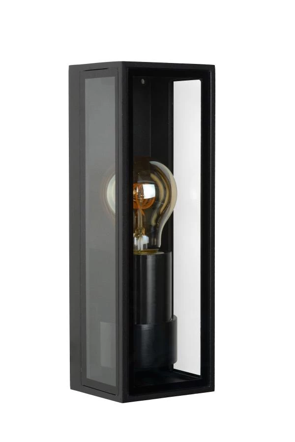 Lucide DUKAN - Wall light Indoor/Outdoor - 1xE27 - IP65 - Black - turned off